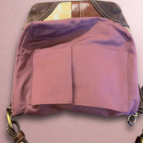 Coach 10435 Patchwork Crossbody Bag Brown Suede Leather Canvas Y2K Vintage - Picture 12 of 15